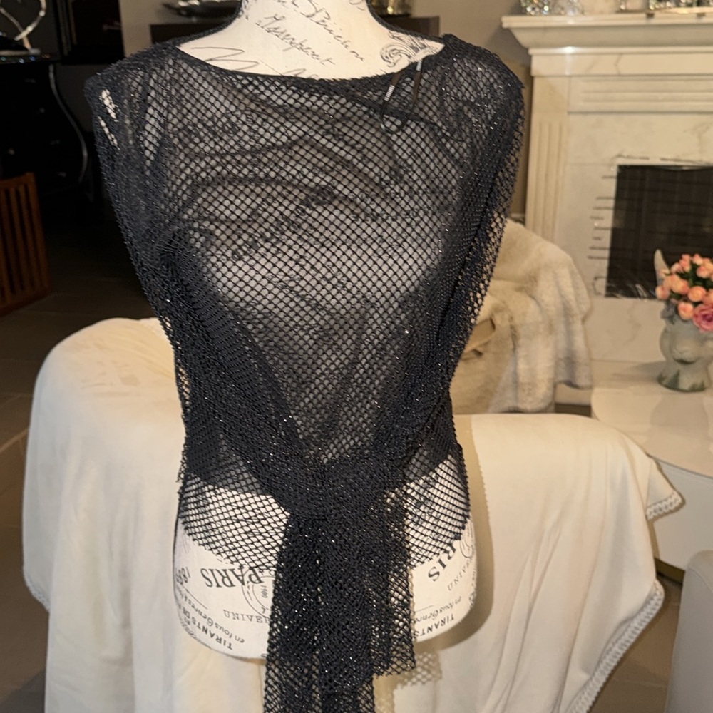 ๐ Forever 21 Luxe XX1 ~ Sparkly Black Mesh Blouse - Picture 14 of 17